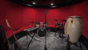 recording studio with integrated seating