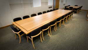 Extra long conference room table and chairs