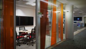 meeting room with abstract privacy glass