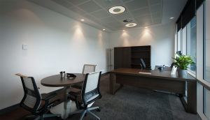 office with meeting table and chairs