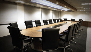 boardroom with glass panel in table