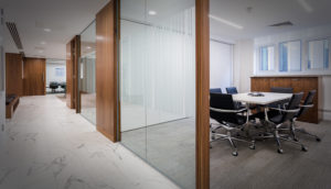 Meeting rooms with glass partitions