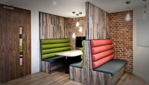 colourful booth seating area