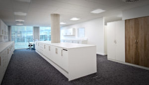 office storage units in white