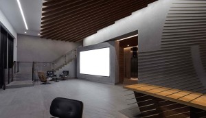 lobby area with large screen