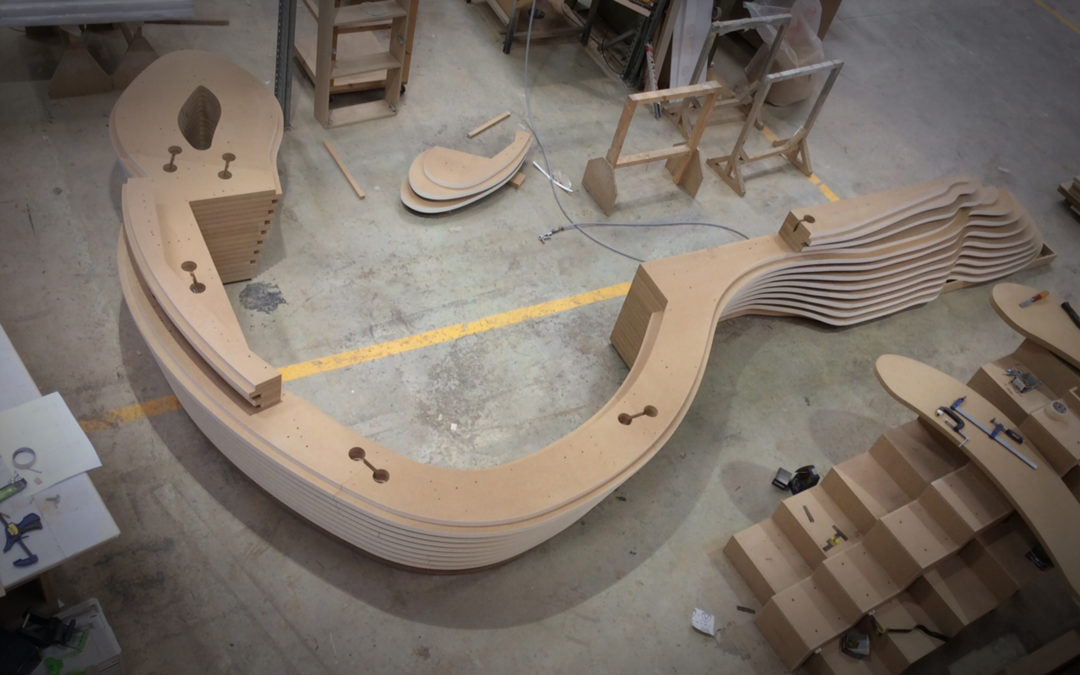 Intriguingly shaped counter being constructed